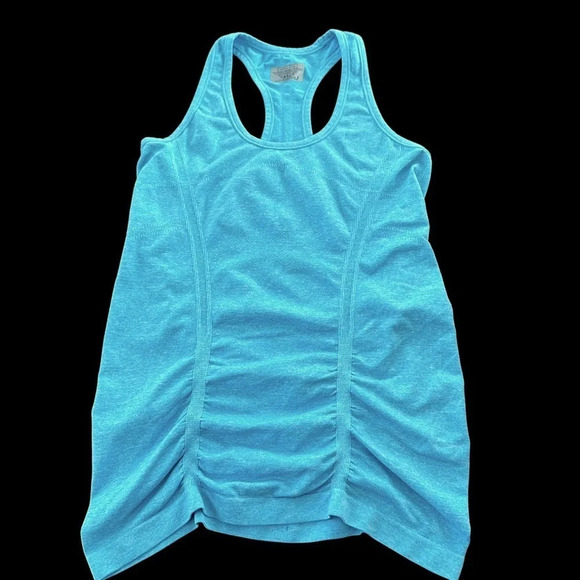 Athleta Small Turquoise Racerback Fastest Tank Top Ruched 643266 Stretch Workout - Picture 1 of 4